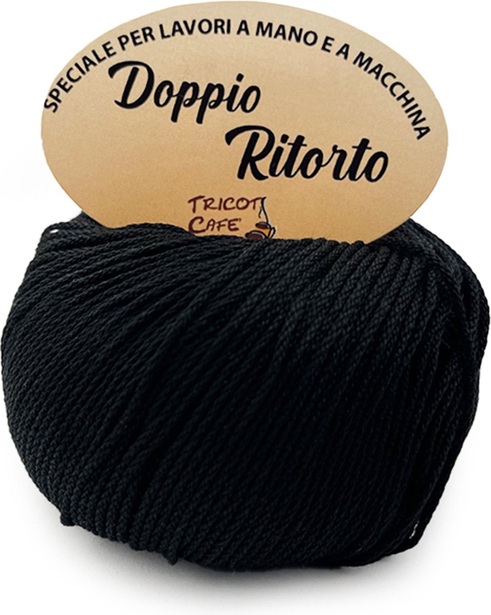 Tricot Cafè Tricot Café Double Twisted Zuiver katoengaren voor haakwerk vergast en gemerceriseerd ideaal voor het maken van kledingstukken en accessoires voor strijkijzers haaknaalden: 3 50 4 00 50 gr Zwart 677