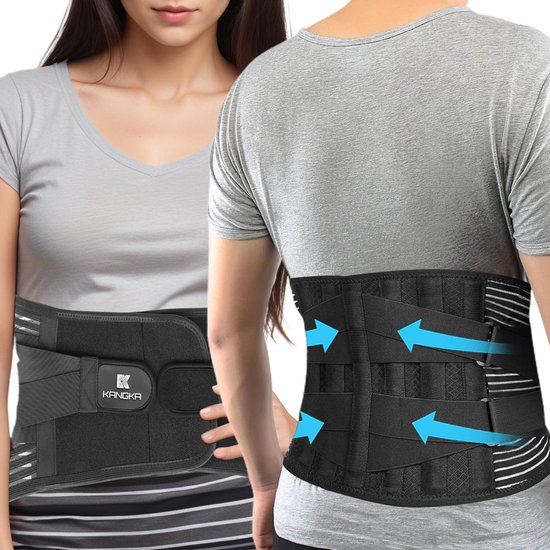 KANGKA® Orthèse dorsale pour le bas du dos - (Tour de taille : 95-115 cm) - Sangle dorsale pour les douleurs lombaires avec baleines - Soutien dorsal Extra , soulagement immédiat de la douleur et confort de port