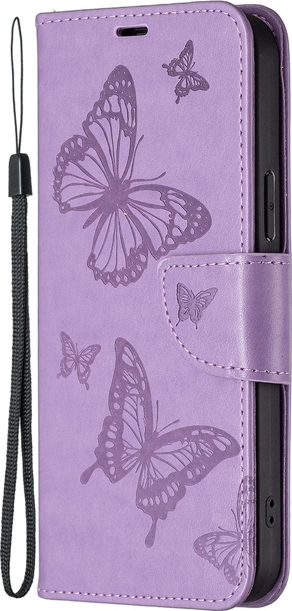 Mobigear Telefoonhoesje geschikt voor Nokia G42 Hoesje | Mobigear Butterfly Bookcase Portemonnee | Pasjeshouder voor 3 Pasjes | Telefoonhoesje voor Pinpas / OV Kaart / Rijbewijs - Paars