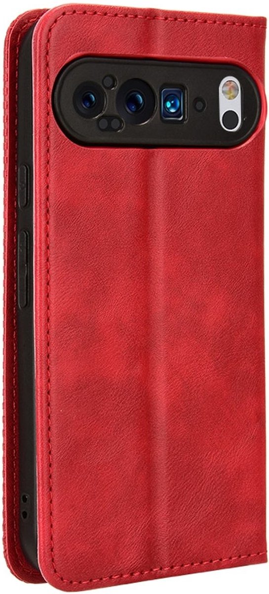 Mobigear Telefoonhoesje geschikt voor Google Pixel 9 Pro Hoesje | Mobigear Sensation Bookcase Portemonnee | Pasjeshouder voor 3 Pasjes | Telefoonhoesje voor Pinpas / OV Kaart / Rijbewijs - Rood