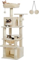 Kattenu CatHouse krabpaal voor katten - Grote krabpaal voor katten - Beige - Kattenboom met katten klimmuur - Medium