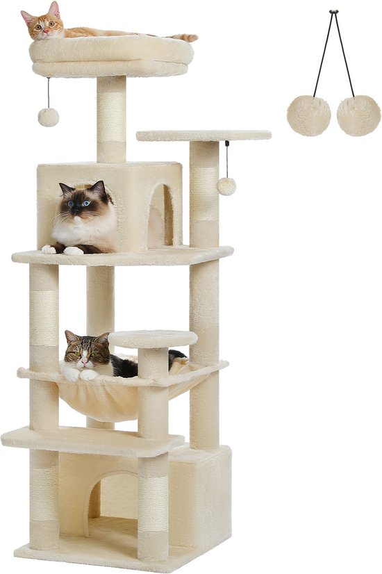 Foto: Kattenu cathouse krabpaal voor katten grote krabpaal voor katten beige kattenboom met katten klimmuur medium