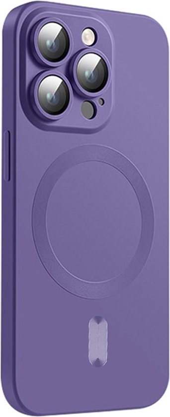 Foto: Enkay hoesje geschikt voor iphone 16 pro max hoesje enkay colour tpu back cover met camera lens protector magsafe compatible paars