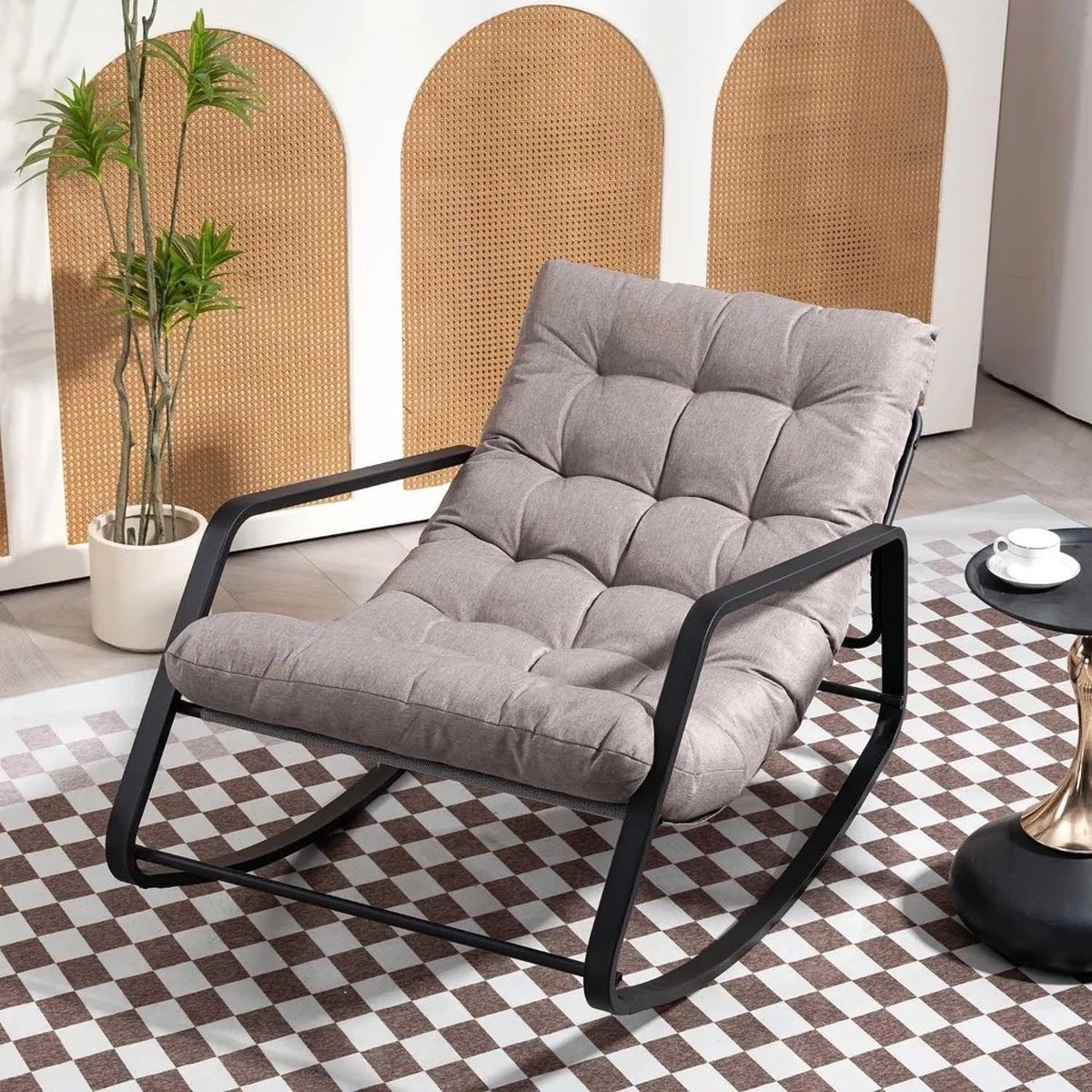 LEEF Schommelstoel GRIJS Binnen & Buiten Dubbele Lounge Stoel Verstelbare Schommel Ligstoel Afneembare Outdoor Bank Oversized Tuin Vrijetijdskruk Luie Stoel-Tuinligstoel- Relax Ligstoel- Schommel ligstoel Camping Ligstoel Vissers Stoel Studentenstoel