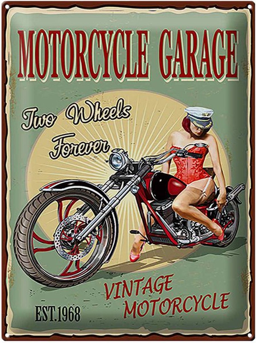 Blikken schild Pinup 20x30 cm Retro Motorgarage