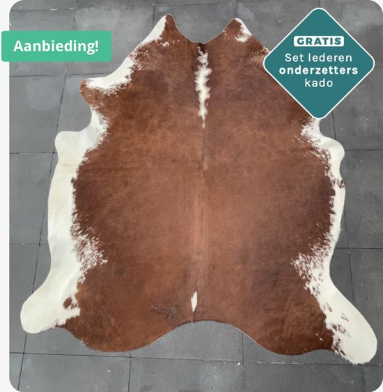 Klein tapis en peau de vache marron foncé - Tapis en peau de vache marron