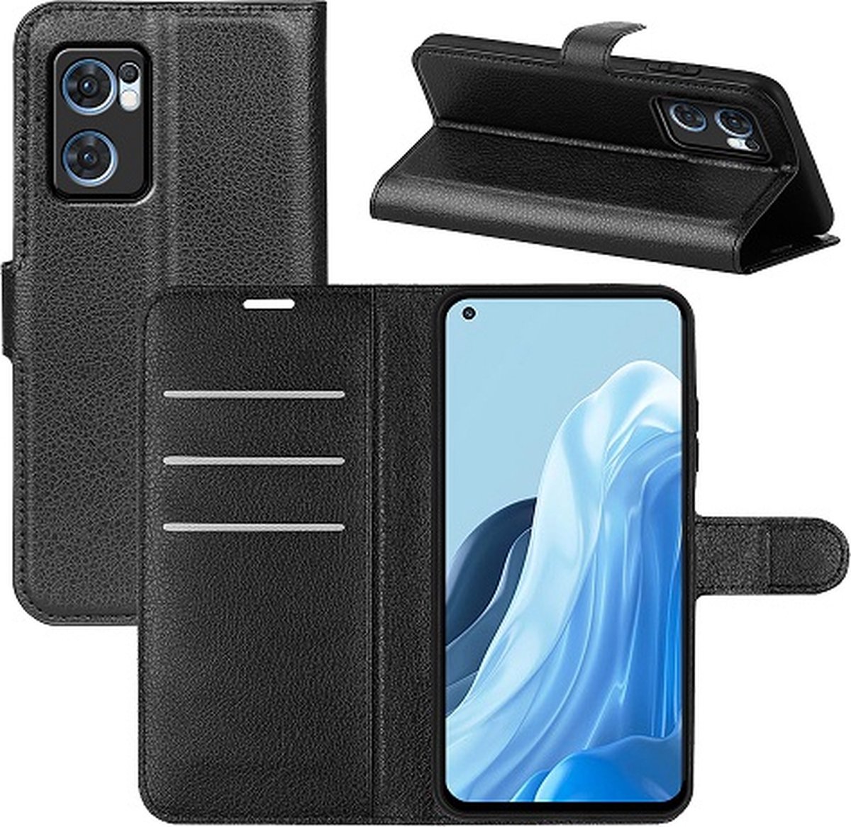 Oppo Find X5 Lite Hoesje Met Pasjeshouder Bookcase Zwart