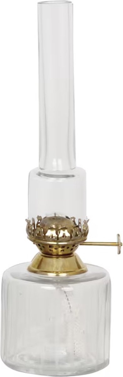 Strömshaga glazen Olielamp rond met gouden brander 25cm x Ø8cm
