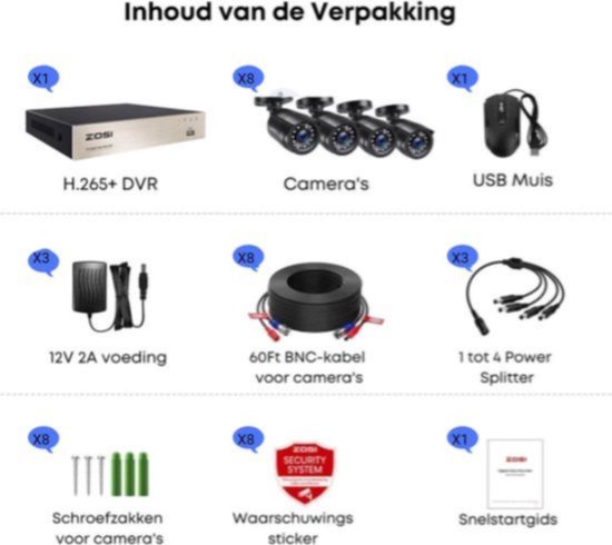Professioneel Home Security Systeem - Beveilligingscamera - Set met 8 Camera’s - Outdoor - Waterdicht - Nachtzicht - Met WiFi - Motion Detector — afbeelding 2