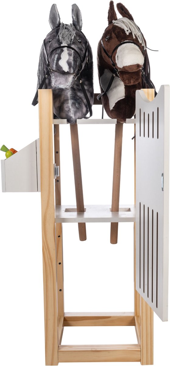 HKM sports Hobby Horse stal - Voor stokpaardjes - Met voederbak en planken