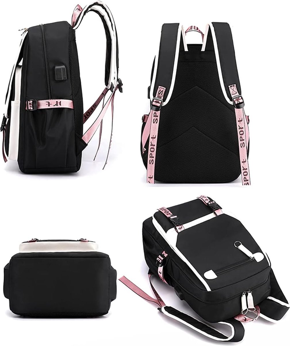 VAPOKF Vintage Vliegtuigen Schooltas Set voor Tiener Meisjes Jongens