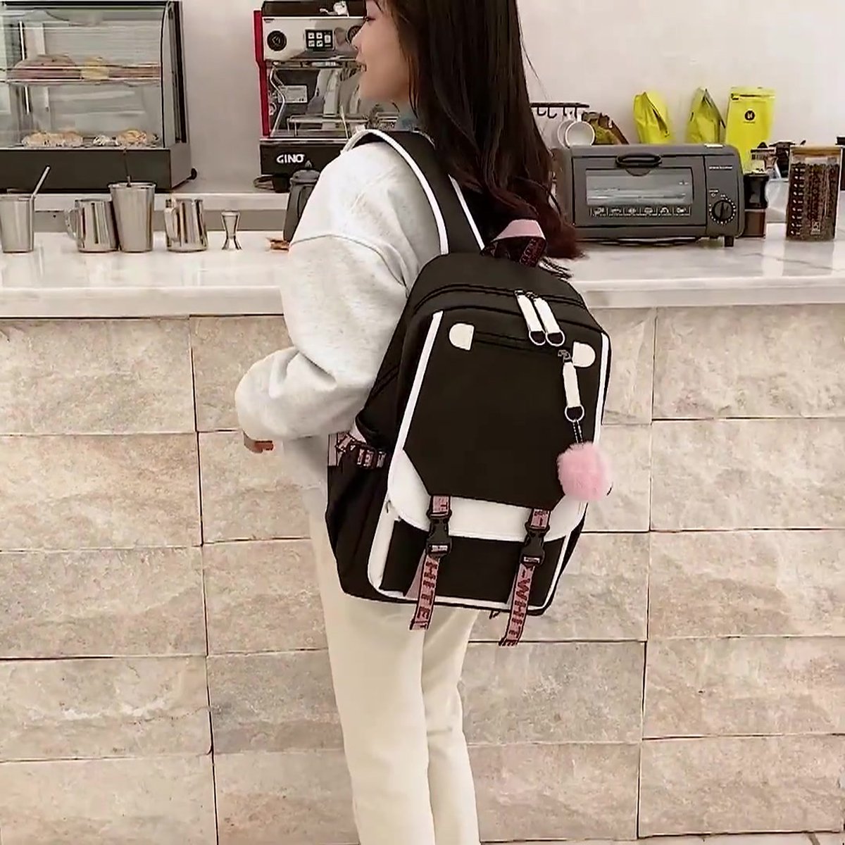 Flyself Meisjes Kpop Stray Kids Schooltassen, Womens Rugzak Waterdichte Boekentassen met Laptop Compartiment Casual Daypacks voor Primaire Junior High University, Zwart 3, One Size