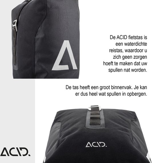 ACID Fietstas TRAVLR - 2 paar - Waterbestendig - Reflecterende elementen - Inh. 20L - Polyester - Zwart van ACID — afbeelding 4