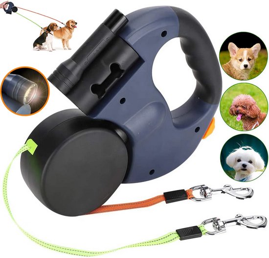 PetBonus Dubbele Hondenriem Voor 2 Honden, Geen Klitten, Robuuste Nylon Hondenlijn Reflecterend Dubbele Riem Voor Grote En Middelgrote Honden 1 2 Cm