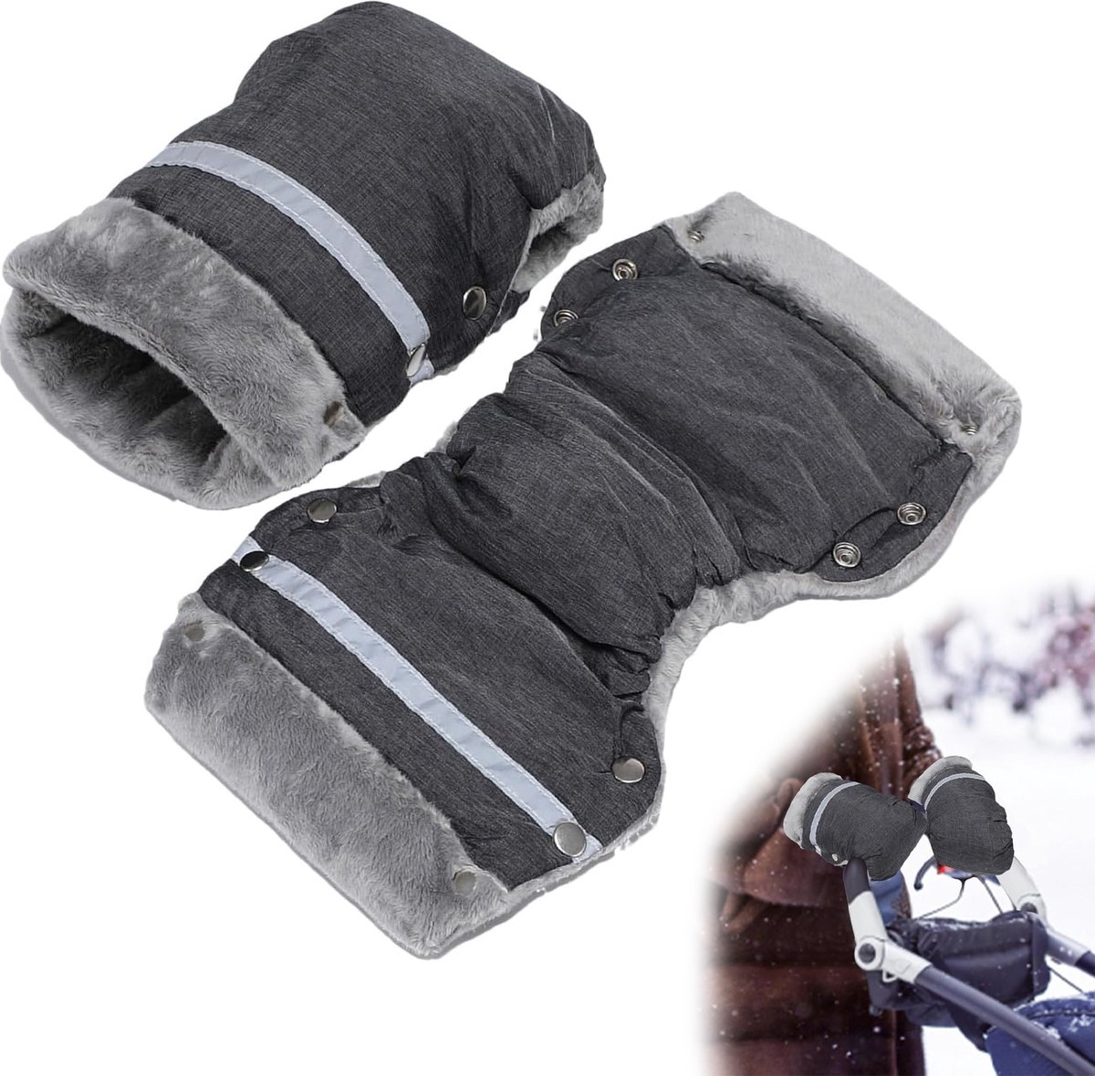 Goedkoopste 1 paar Grijs - Warme handschoenen voor kinderwagens, lichtgewicht wanten voor kinderwagens, handwarmers, warme wanten voor kinderwagens, golf, kinderwagens en autostoelen - Fietsmoffen - Fietswanten