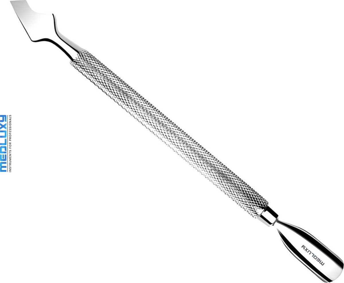 Goedkoopste MEDLUXY - Bokkepootje & Licht gebogen Nagelriemmesje - RVS - Totale lengte 14 cm [cuticle pusher & cleaner, nagelriemduwer en nagelriemverwijderaar]