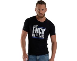 Mister B - Erotisch Shirt - Fuck on 1st Date - Zwart - Maat M
