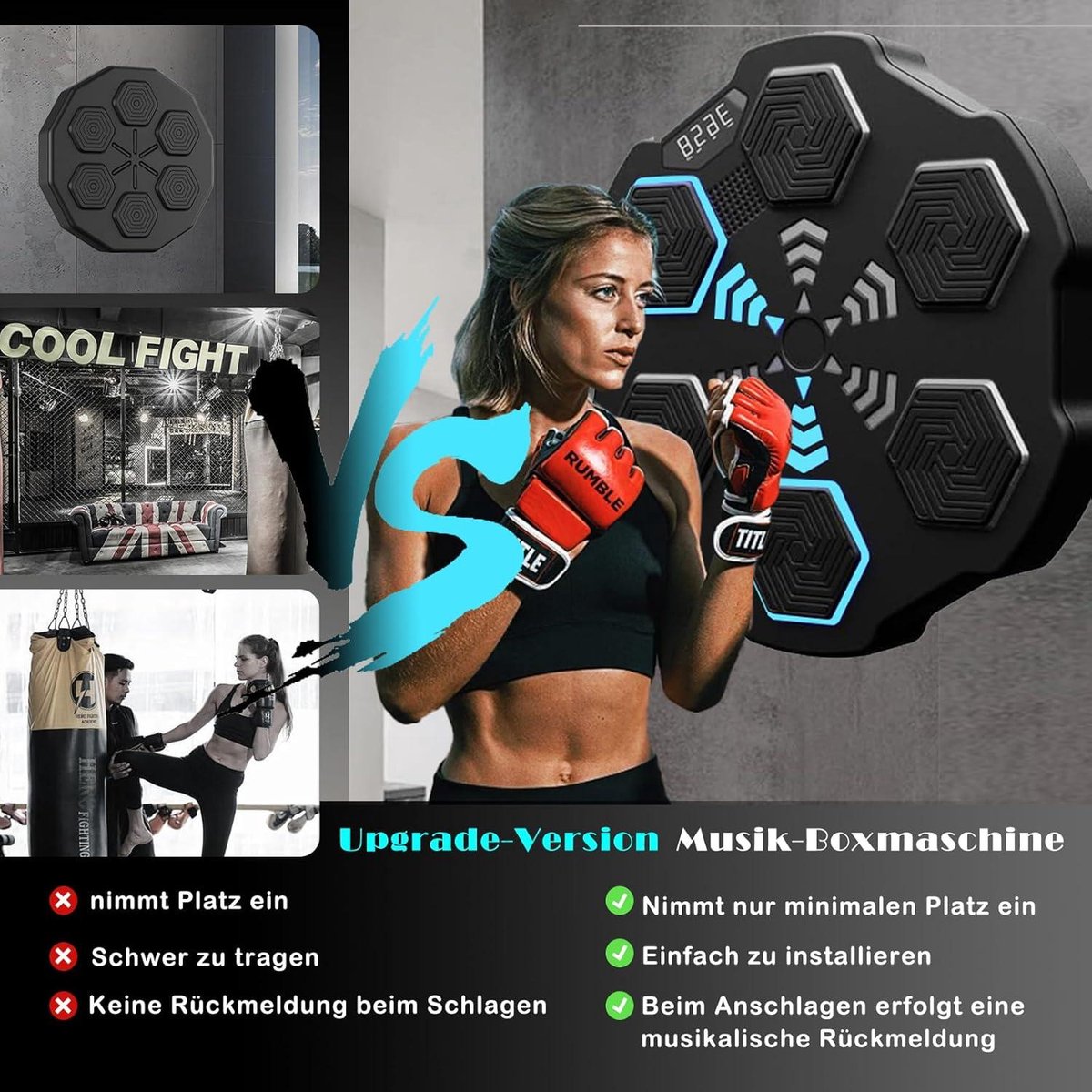 Machine De Boxe Musicale Furtryvl - Murale Avec LED | Entraînement à Domicile, Fitness Ludique