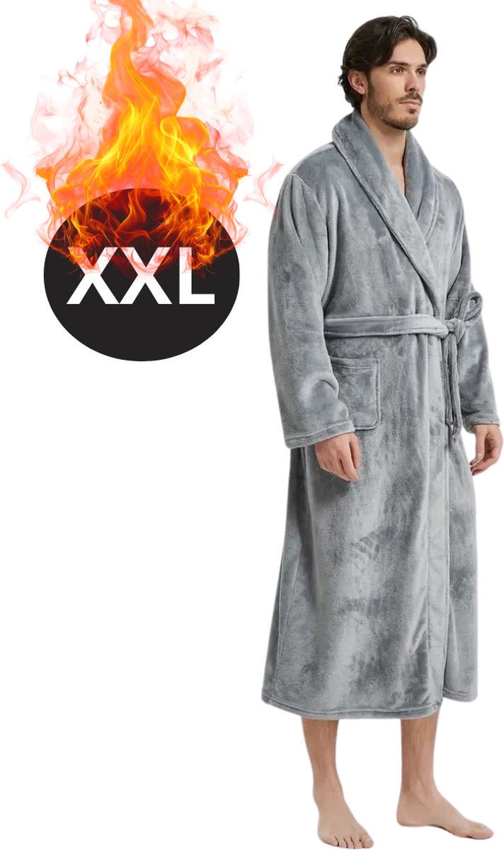 Bovista Badjas Heren - Fleece - Katoen - Badstof - Sauna - Hamam - Wafel - Bathrobe - Dust