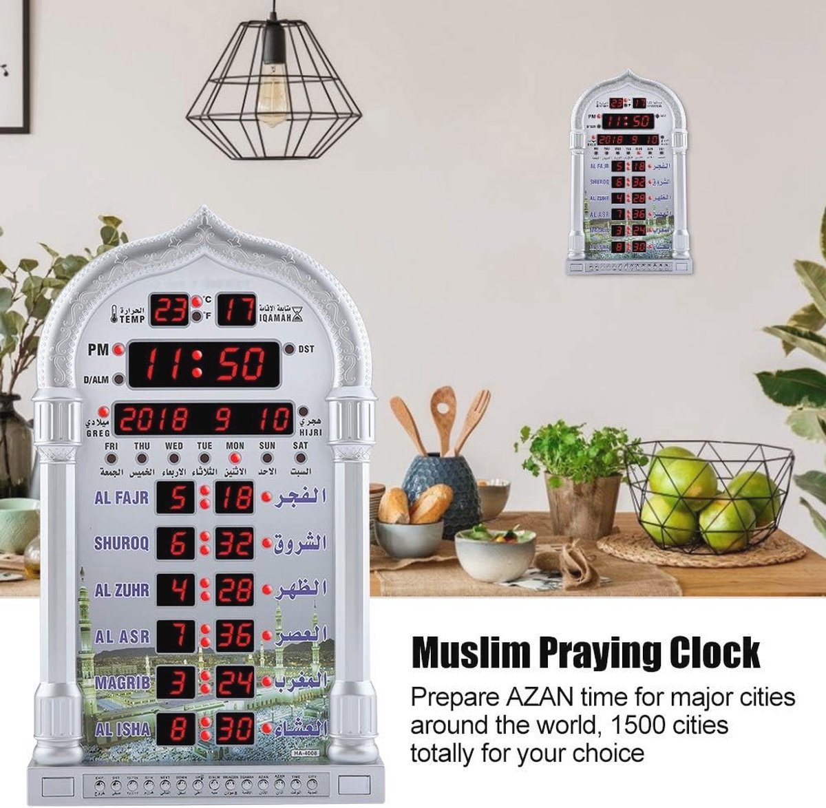 Azan Klok Gebed Timer Digitale Tafelklok Mulsim Gebed Alarm Geen Batterij Zwart Azan Klok Gebed Timer Digitale Tafelklok Mulsim Gebed Alarm Geen Batterij Zwart