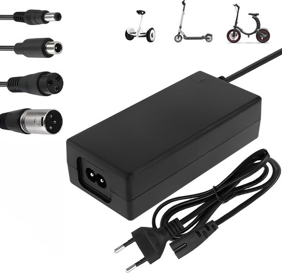 Elektrische Fietsoplader - Oplader Voor Elektrische Steps - 36V/42V 2A Universele Oplader - Met 4 Batterijlader Connectoren - Acculader - Hoverboard Drift Trikes -Elektrische Scooter Hoverboard Loopfiets - Geschikt Voor Xiaomi Mi Mijia M365 - 84W Max