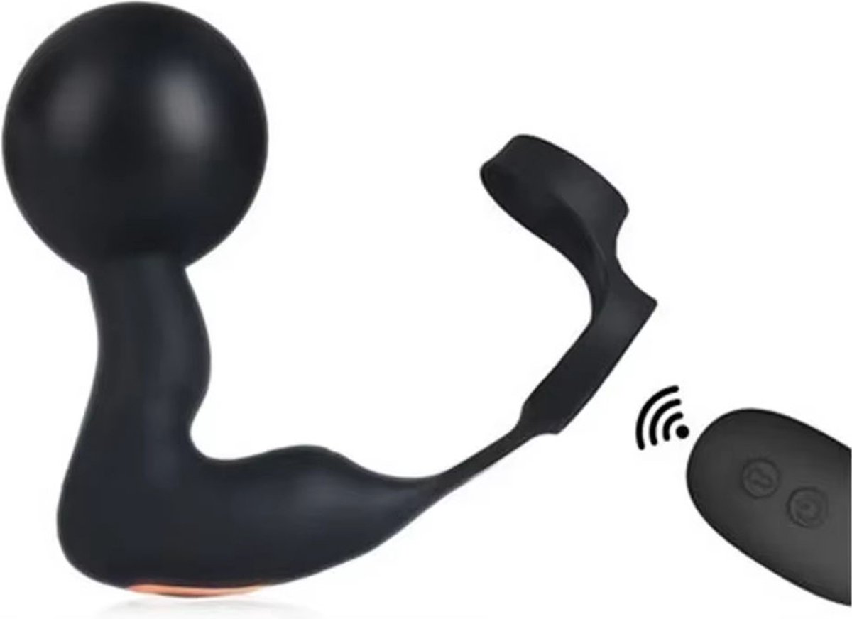 Goedkoopste Cockring met opblaasbare Buttplug - Flexibel - Vibrator - Anaal - Penisring - Balzak