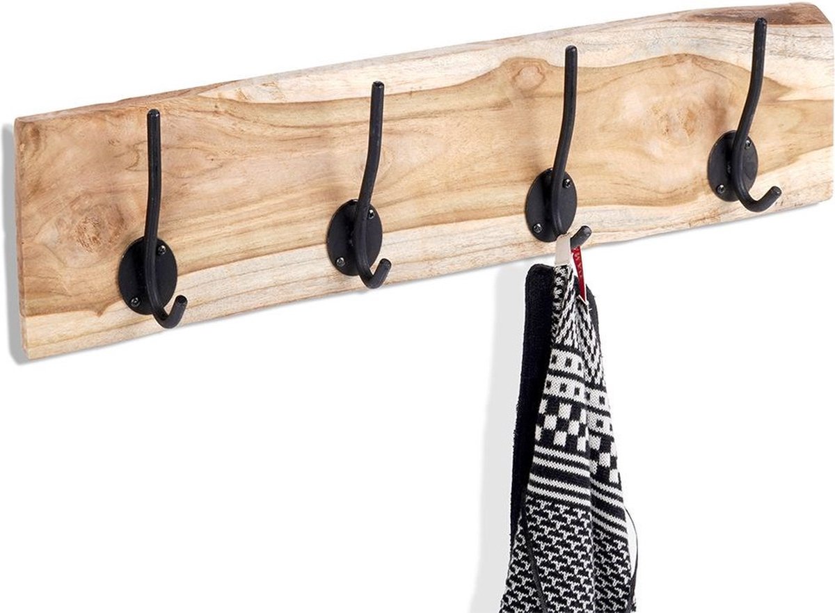 Wandkapstok Houten 49,5 cm - Kapstok Hangend - Wandgarderobe - Kledingrek - Garderobe - Haken