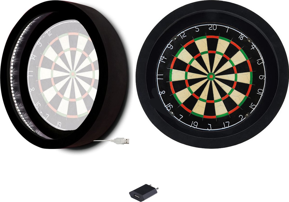 Dragon Darts Lunar Eclipse - Dartbord Verlichting - Inclusief Plain Dartbord - LED Surround - Zwart