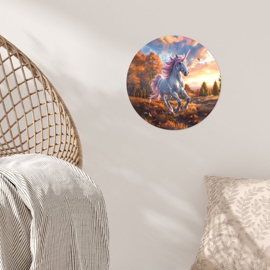 WallCircle® - Papier peint cercle 30x30 cm - Stickers muraux Licorne - Animal de conte de fées - Nature - Filles - Cercle mural chambre ado - Décoration chambre - Accessoires chambre ado - Cercle mural chambre jeunesse
