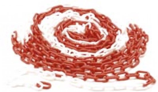 Foto: Perel afzetketting voor het afbakenen van gevarenzones en beperken van toegang binnen en buitengebruik kunststof rood wit 10 m 6 mm