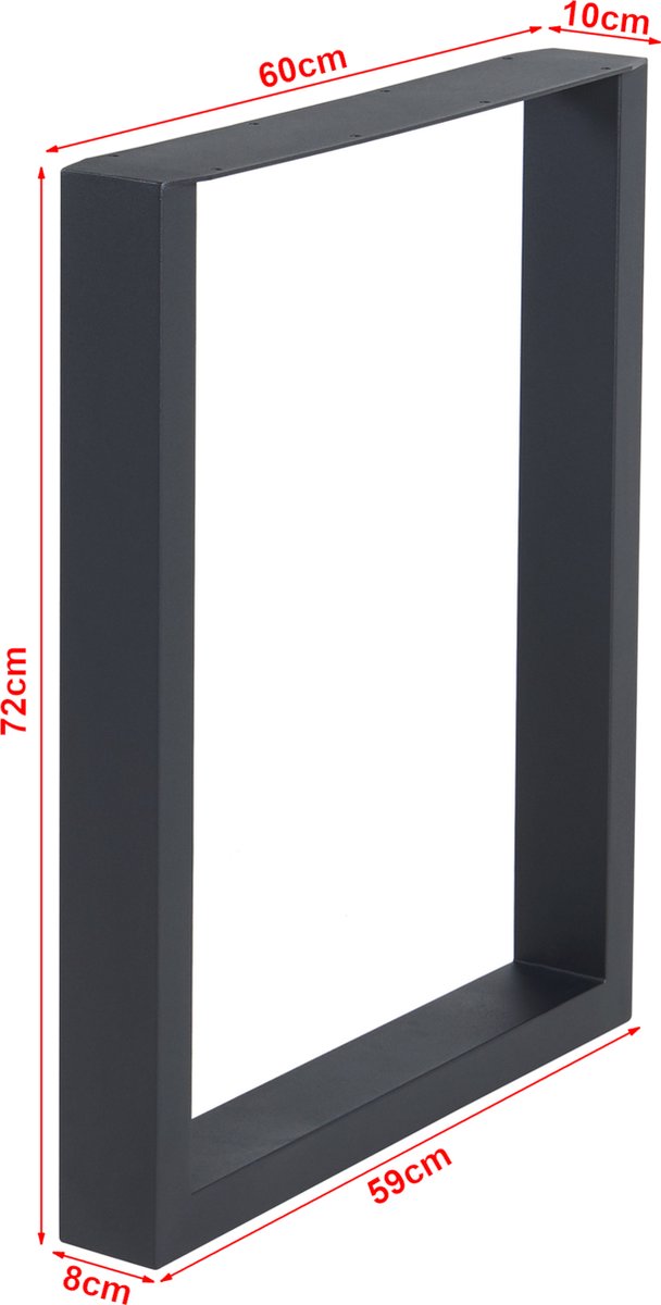en.casa Stalen onderstel Makers set van 2 tafelpoot 72x60 cm zwart [en.casa]