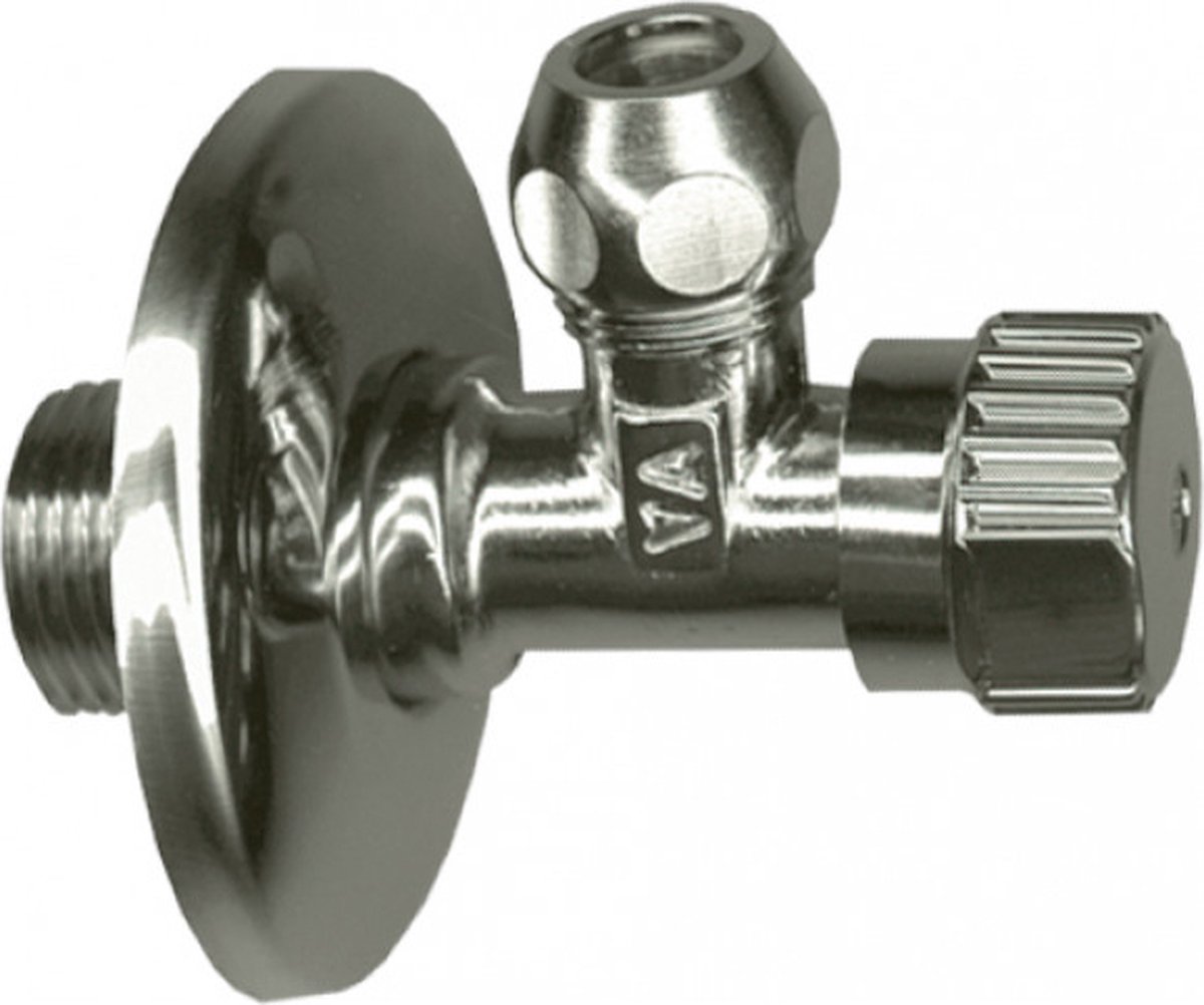 Hoekstopkraan met rozet 1/2" x 10 mm - Messing