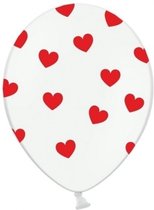 Ballons blancs avec coeurs rouges 12 pièces