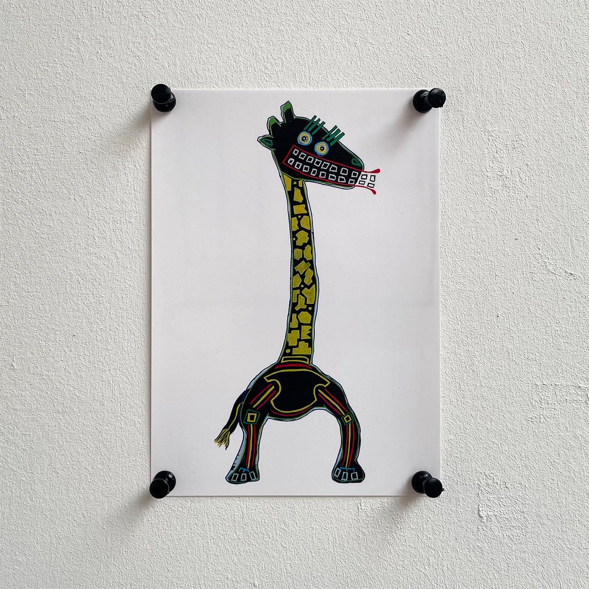 GIRAFFE ansichtkaart van kunstenaar Frank Willems