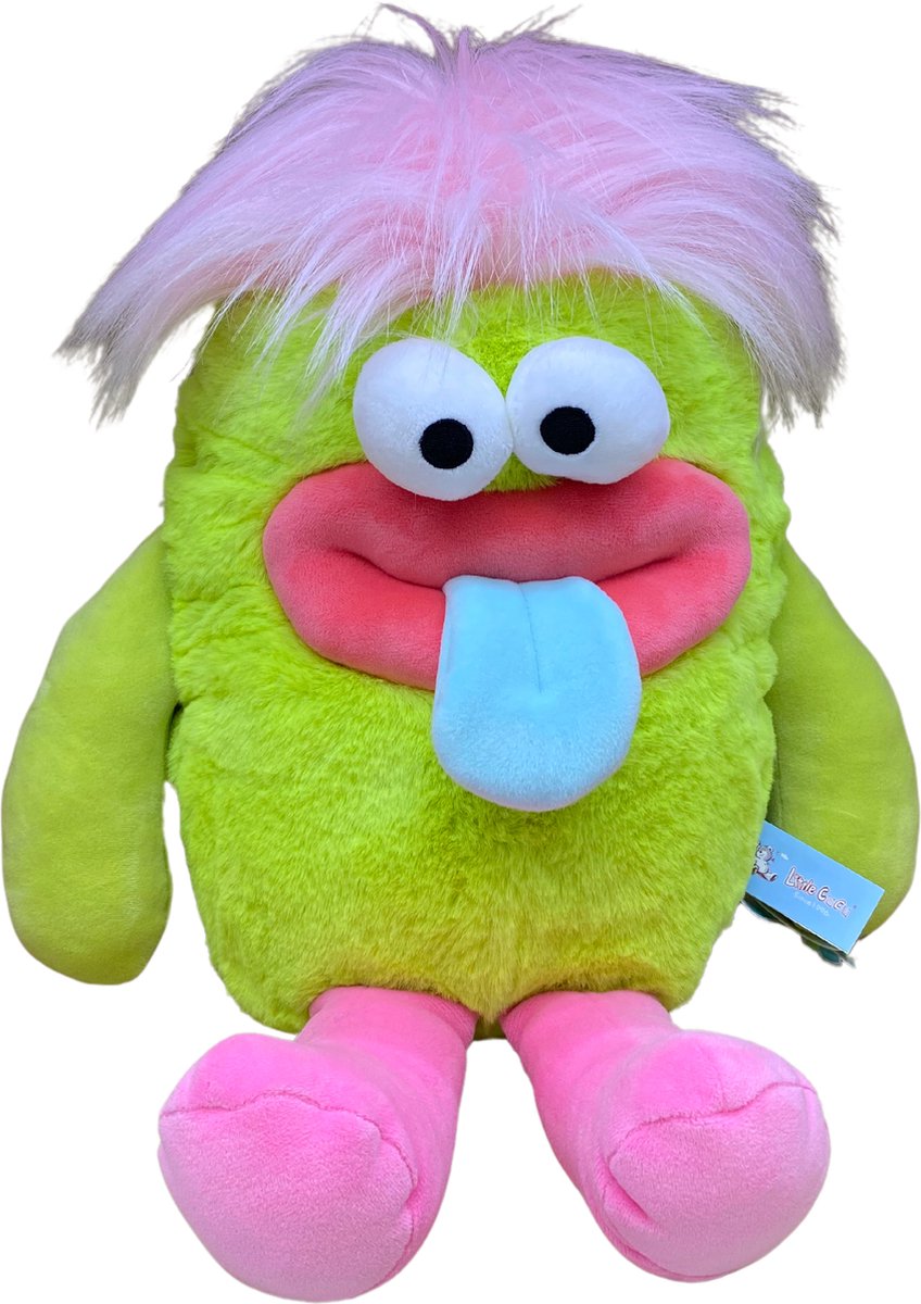 Dotti Bear & Friends - Monster pluche 30cm met magnetische tong en fluffy haar - Groen