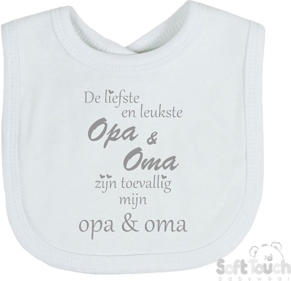 Goedkoopste Soft Touch Slabber Slabbetje Slab De liefste en leukste Opa & Oma zijn toevallig mijn opa & oma Unisex Katoen Wit/grijs Maat 33x22 Cm