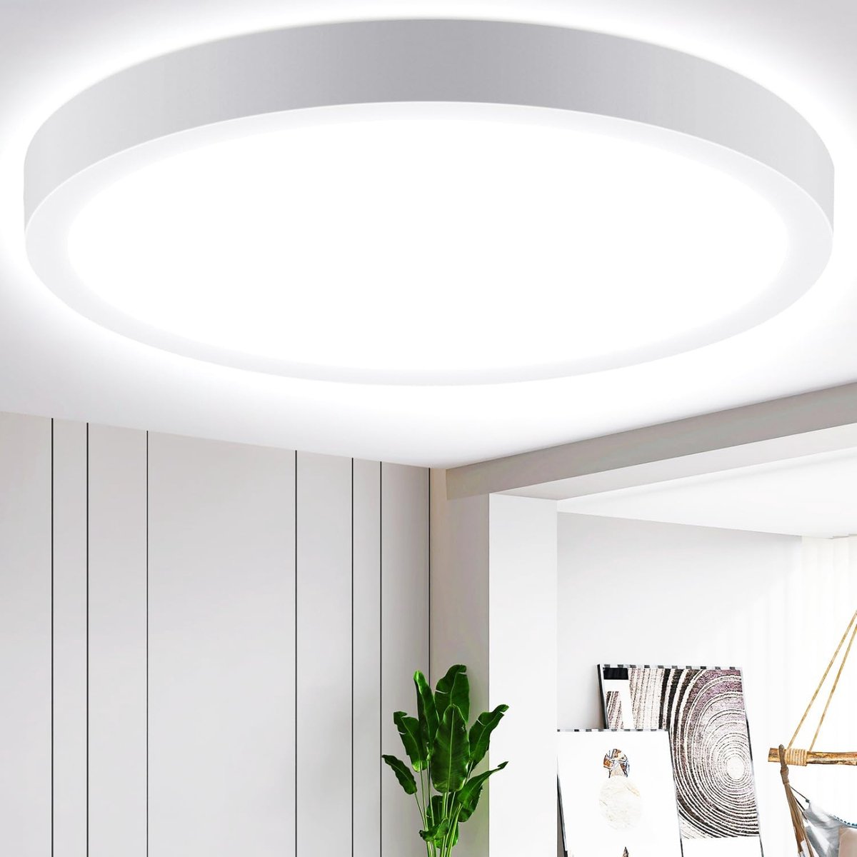 LED Plafondlamp,24W gelijk aan 162W gloeilamp, Slaapkamerlamp,2700 lm,Koud Wit 6500K, voor slaapkamer, woonkamer, kinderkamer, diameter 28.9 cm