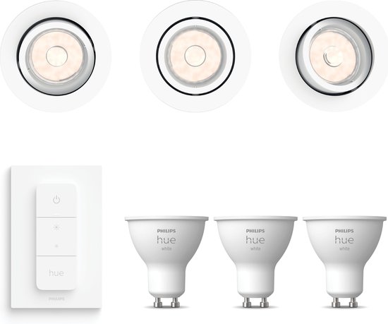PHILIPS HUE Slim set van 3 inbouwspots Dun 90mm Rond (Zwart) Wit en