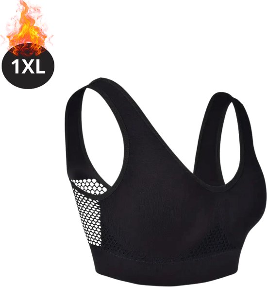 SHARICCA Beha met voorsluiting, zonder beugel, V-hals, golvende randen, push -up-beha, zacht, comfortabel, naadloos, XXL