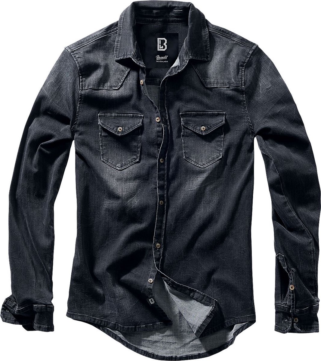 Brandit Riley Denimshirt Denim shirt zwart XXL