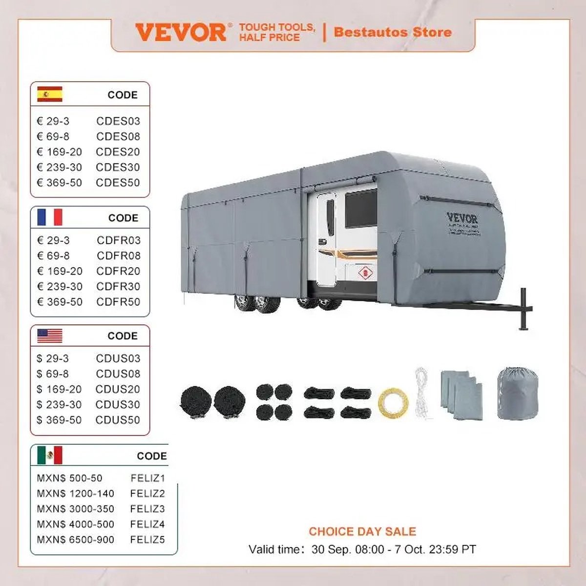 Camperhoes - Trailerhoes - Rv -Water en Wind dicht- 4-laagse Camperhoes - Niet-Geweven Stof - Met Opberg tas En Patches