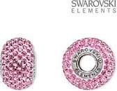 Swarovski kristal, BeCharmed kraal / bedel van 14mm doorsnee met chatons in de kleur Rose en een RVS hart met een rijggat van 4,5mm.