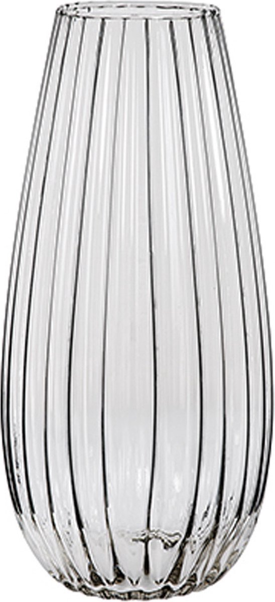 Alessandro Vaas - rallado - glas - streep relief - 18 x 18 x 40 cm - bloemenvaas