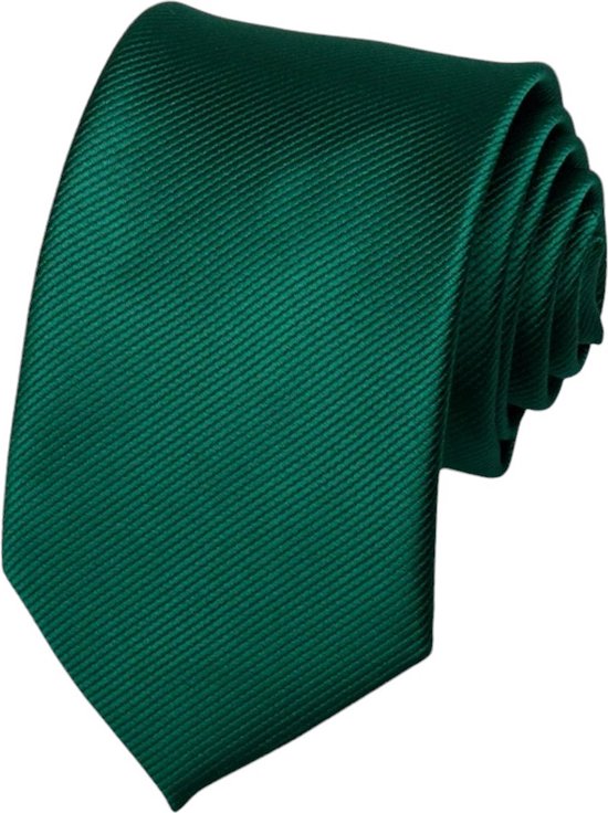 Foto: Fako fashion brede stropdas gestreept ribstructuur 100 zijde effen 8cm 145cm donkergroen