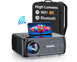 Luxe Beamer – Full HD 4K – Projector – 5G WiFi – Thuisbioscoop – Mini Beamer – 360° Flip Functie – Bluetooth 5.1 – Draadloos – 15.000 Lumen