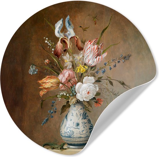 Foto: Wallcircle behangcirkel 50x50 cm muurstickers oude meesters bloemen balthasar van der ast muurcirkel woonkamer wandcirkel slaapkamer kamer decoratie zelfklevend muurdecoratie accessoires