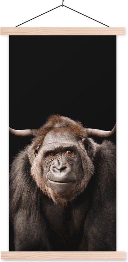 Porte-affiche avec affiche - Affiche scolaire - Singe - Highlander écossais - Zwart - 90x180 cm - Lattes vierges