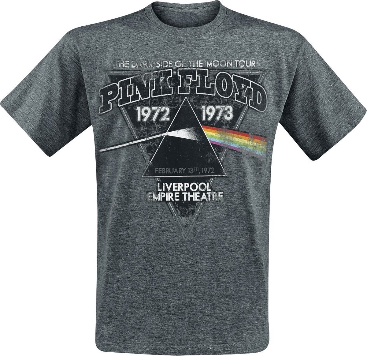Pink Floyd The Dark Side Of The Moon - Liverpool 1972 Heren T-shirt - gemêleerd grijs - L