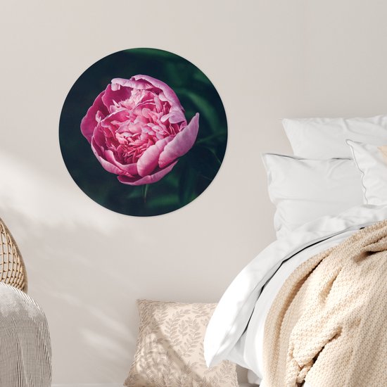 WallCircle® - Behangcirkel 50x50 cm - Muurstickers Bloemen - Roze - Rozen - Muurcirkel woonkamer - Wandcirkel slaapkamer - Kamer decoratie zelfklevend - Muurdecoratie accessoires