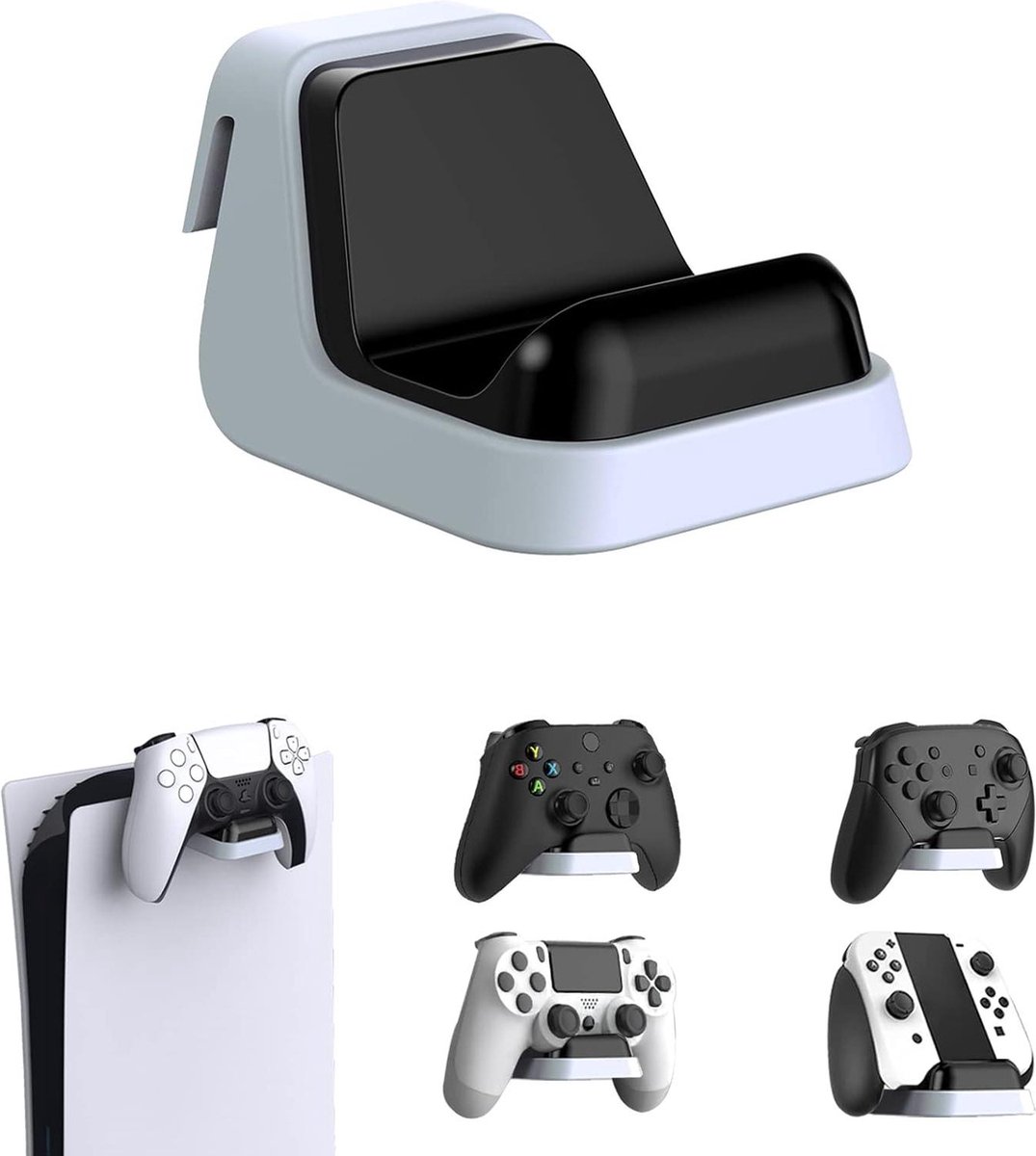 Hoofdtelefoonhouder Muurstandaard voor ps5 en Controller Hanger voor Xbox Series – Universele Accessoires voor Gamepads-Wit&Zwart